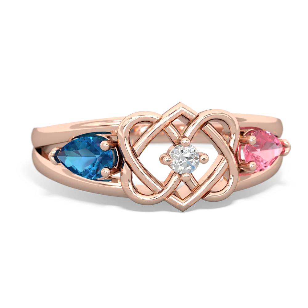 London Topaz Hearts Intertwined 14K Rose Gold ring R5880