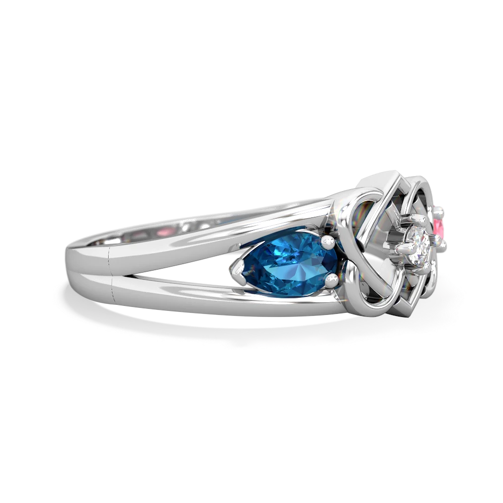 London Topaz Hearts Intertwined 14K White Gold ring R5880