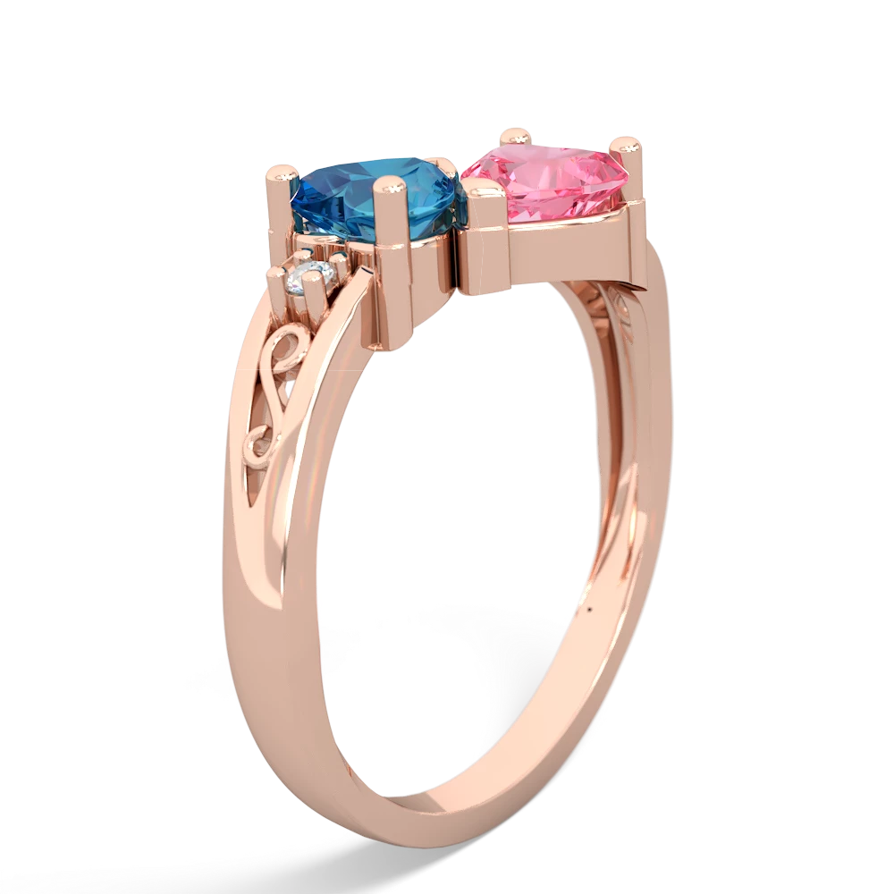 London Topaz Snuggling Hearts 14K Rose Gold ring R2178