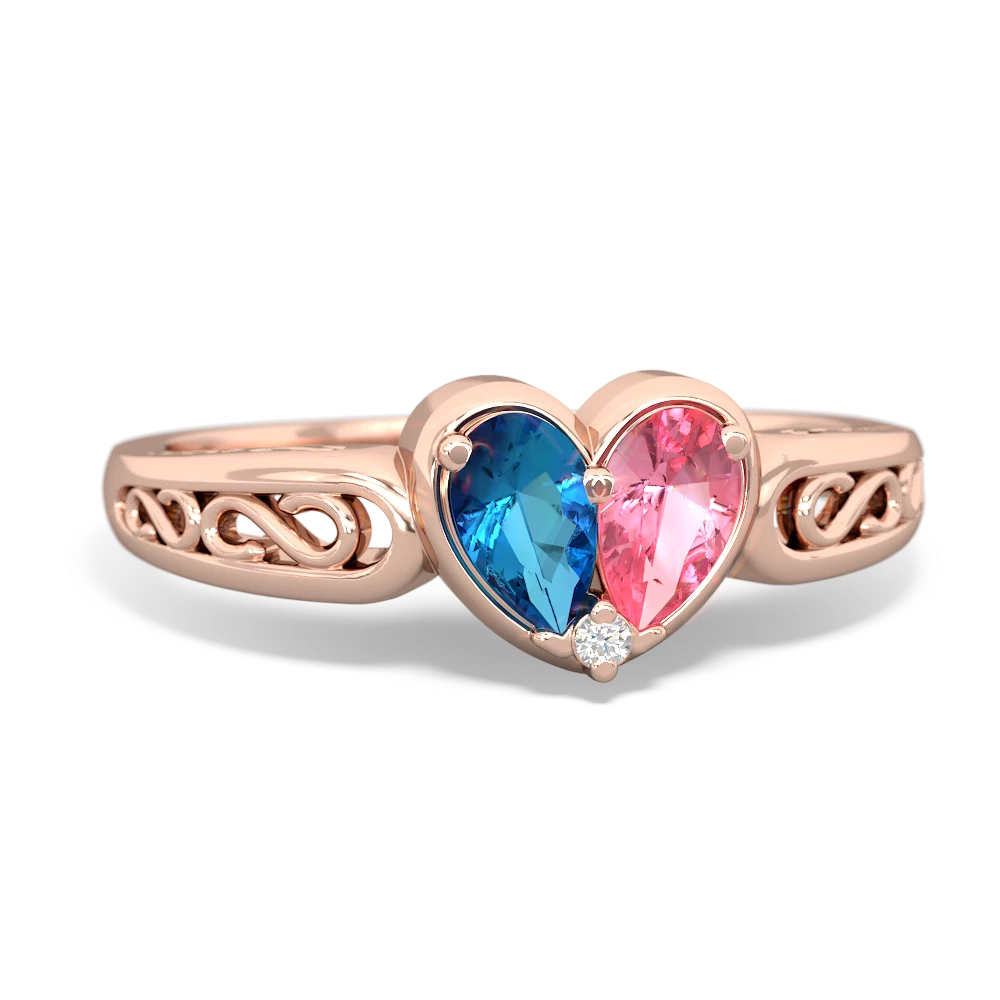 London Topaz Filligree 'One Heart' 14K Rose Gold ring R5070