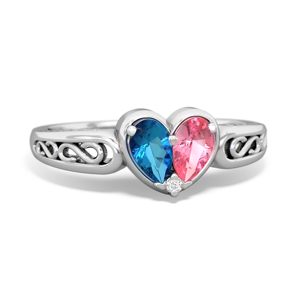 London Topaz Filligree 'One Heart' 14K White Gold ring R5070