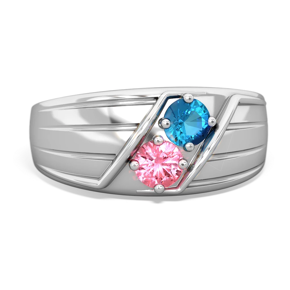 London Topaz Men's Streamline 14K White Gold ring R0460
