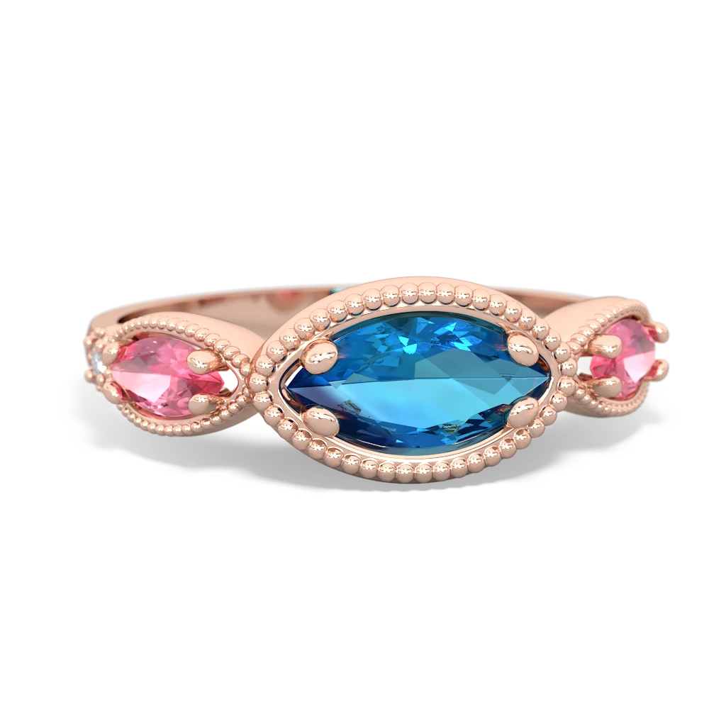 London Topaz Milgrain Marquise 14K Rose Gold ring R5700