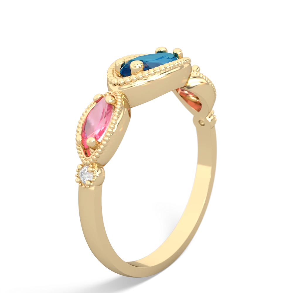 London Topaz Milgrain Marquise 14K Yellow Gold ring R5700