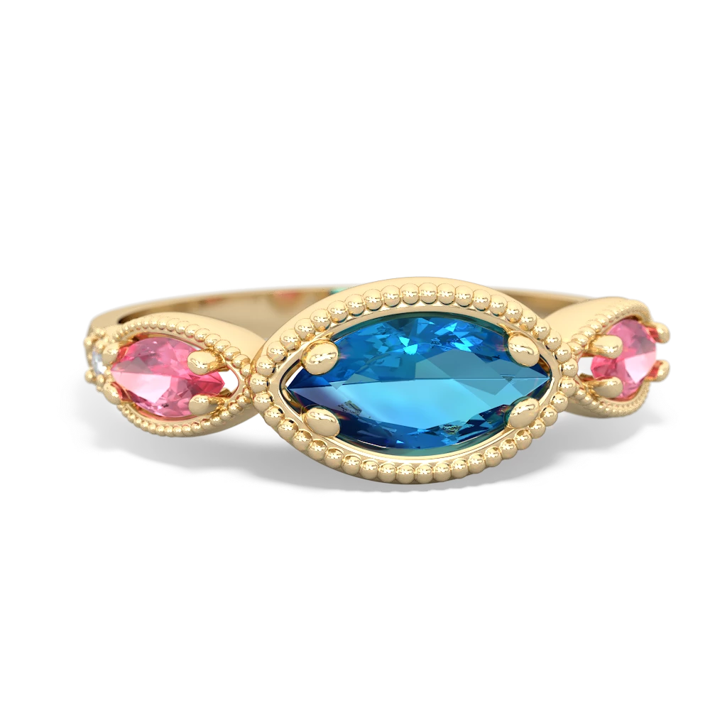 London Topaz Milgrain Marquise 14K Yellow Gold ring R5700