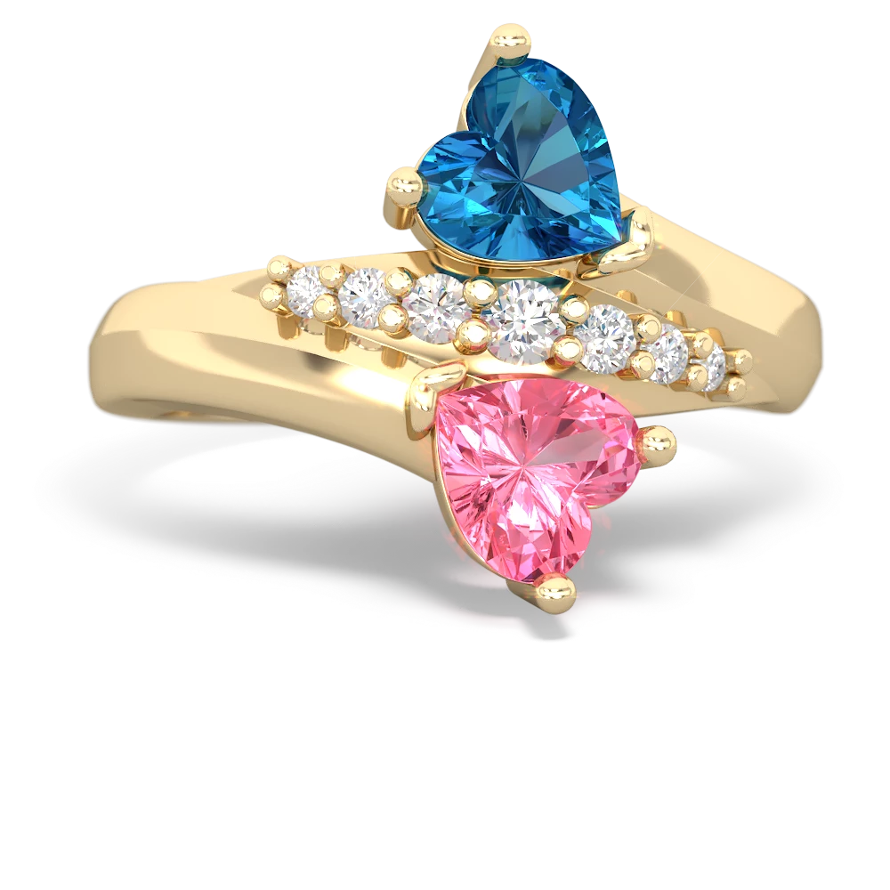 London Topaz Heart To Heart 14K Yellow Gold ring R2064