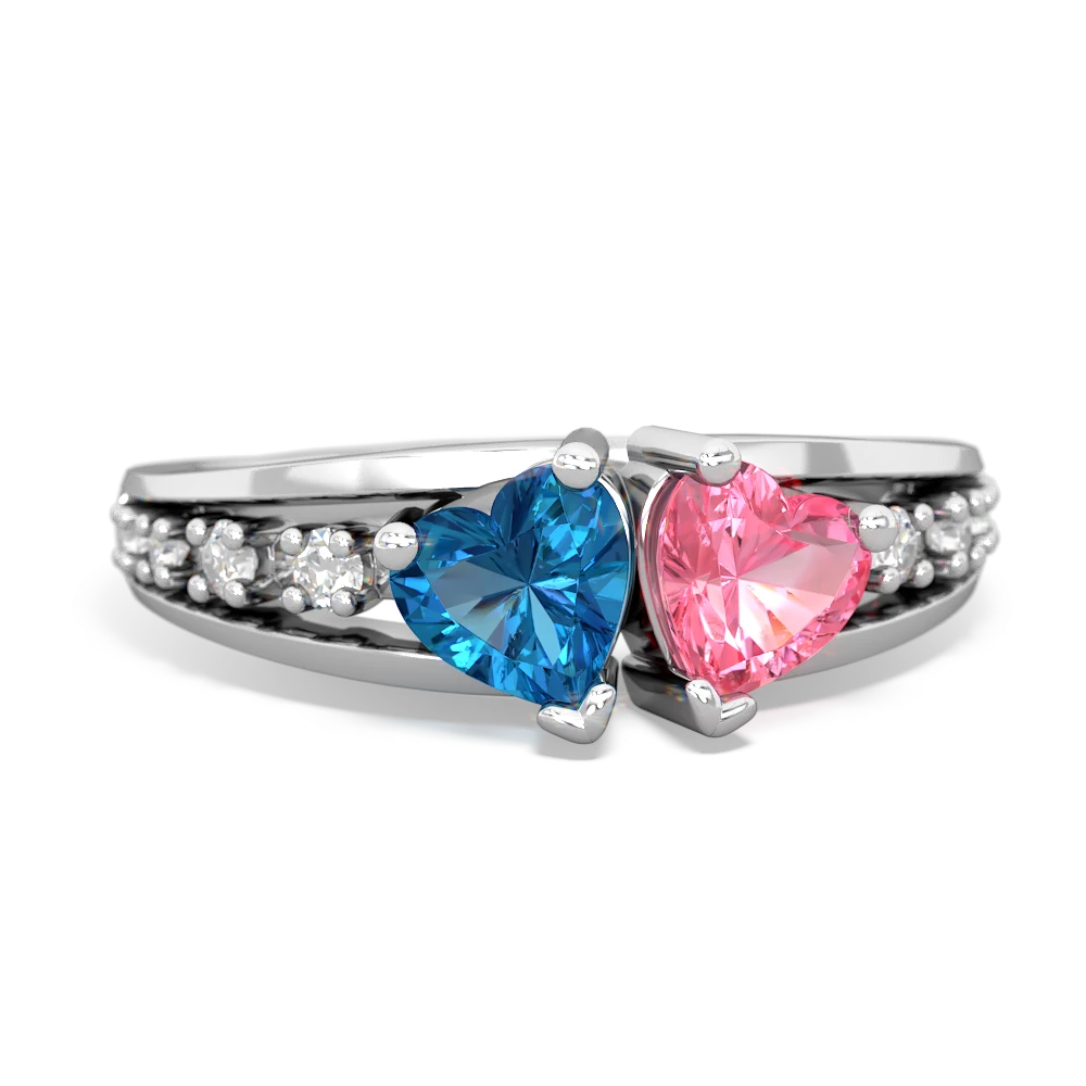 London Topaz Heart To Heart 14K White Gold ring R3342