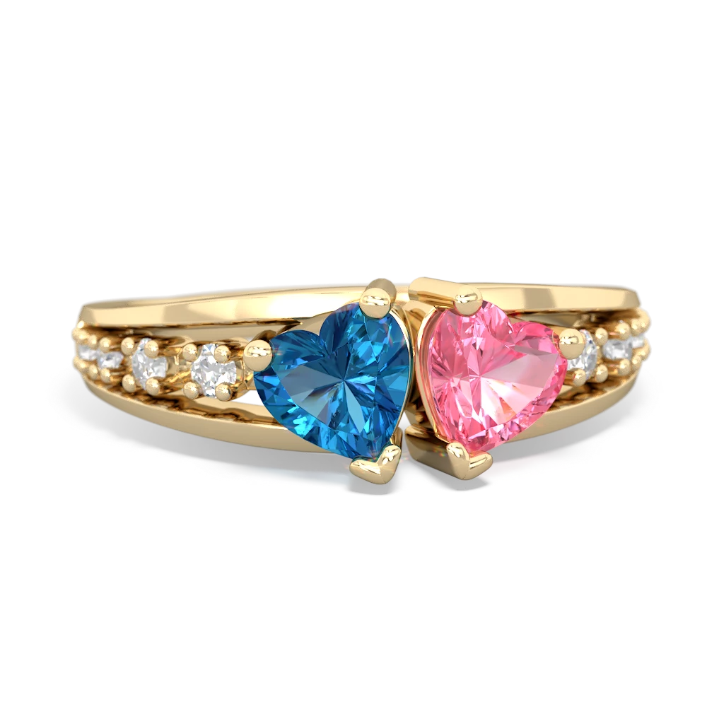 London Topaz Heart To Heart 14K Yellow Gold ring R3342