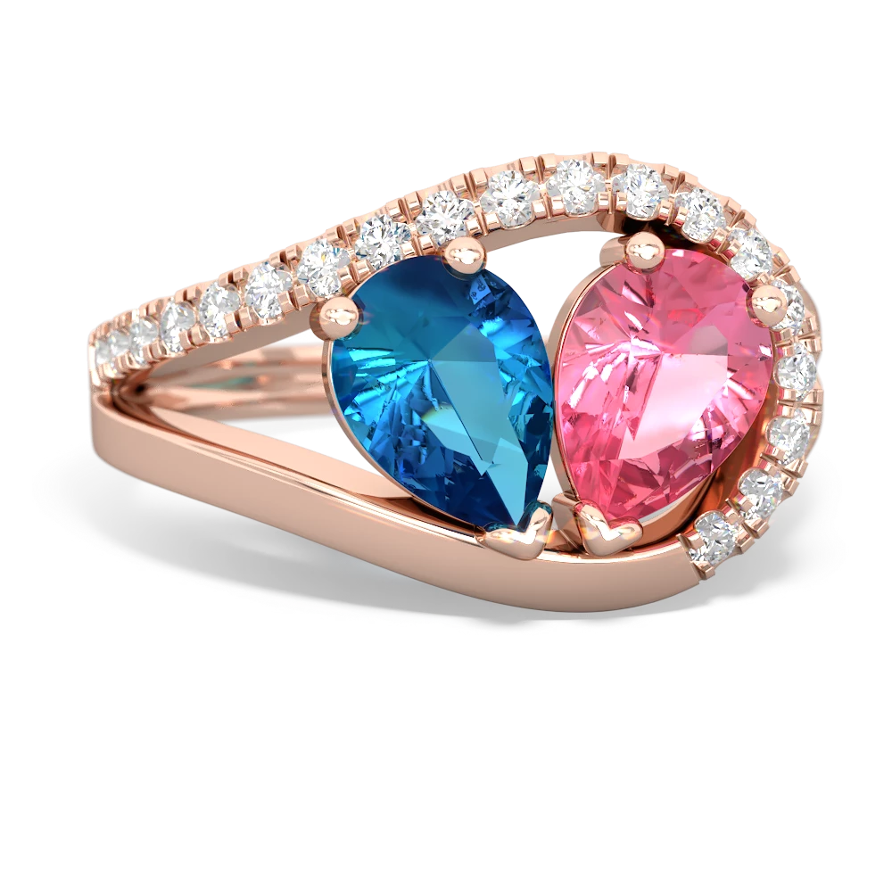 London Topaz Nestled Heart Keepsake 14K Rose Gold ring R5650