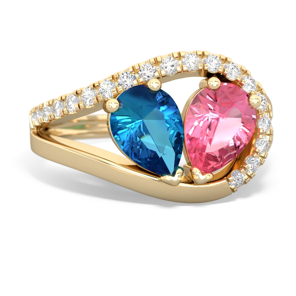 London Topaz Nestled Heart Keepsake 14K Yellow Gold ring R5650