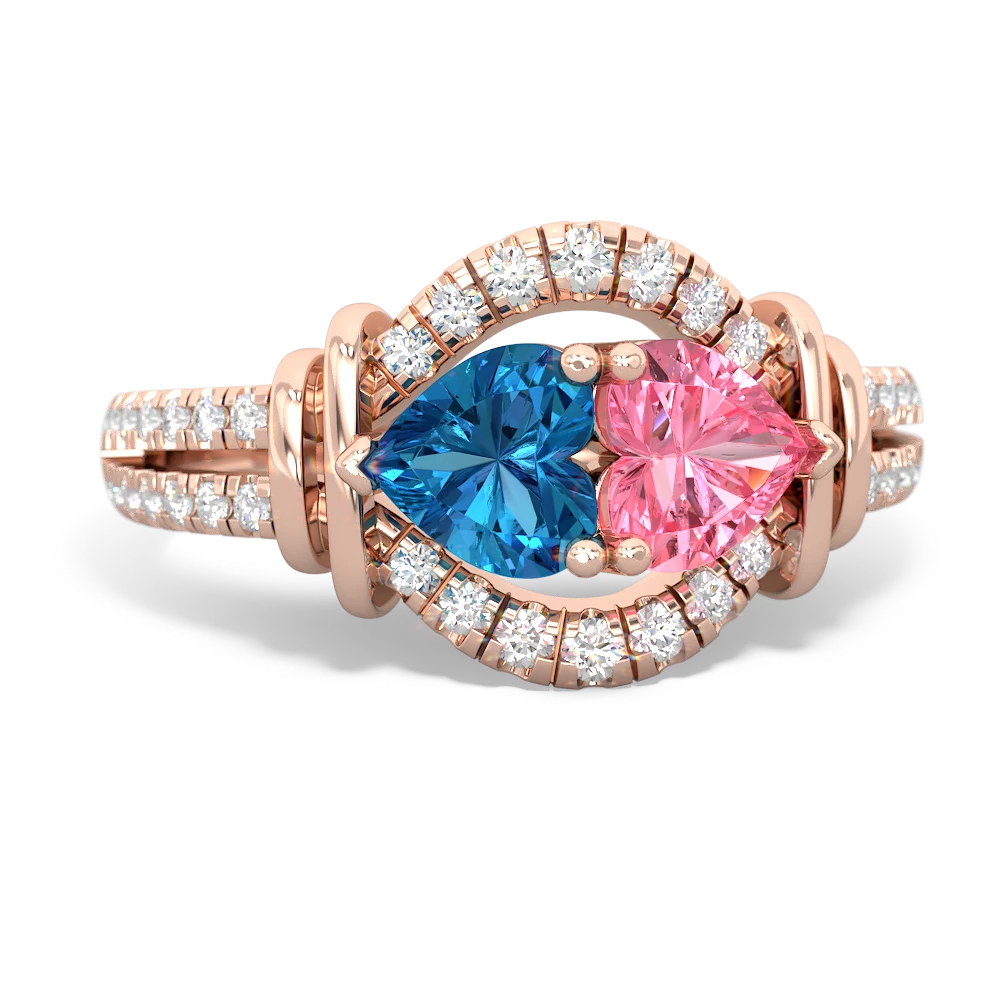 London Topaz Art-Deco Keepsake 14K Rose Gold ring R5630