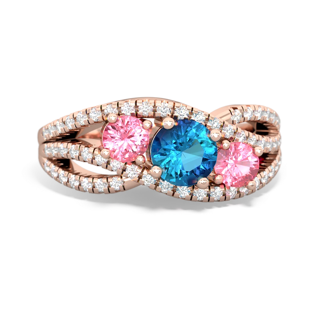 London Topaz Three Stone Aurora 14K Rose Gold ring R3080