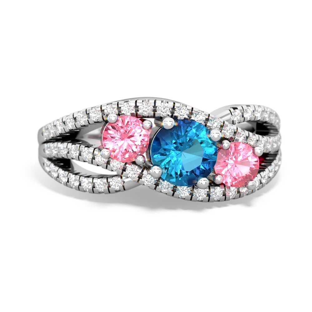 London Topaz Three Stone Aurora 14K White Gold ring R3080