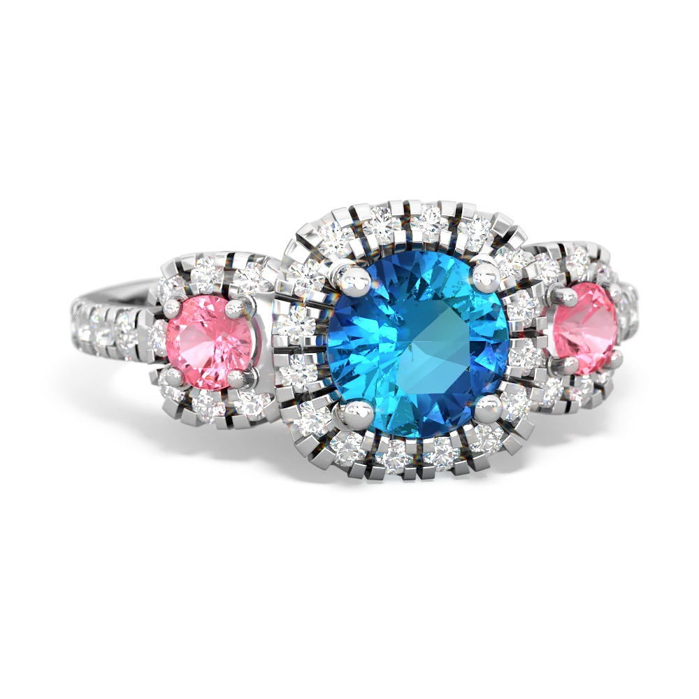 London Topaz Regal Halo 14K White Gold ring R5350