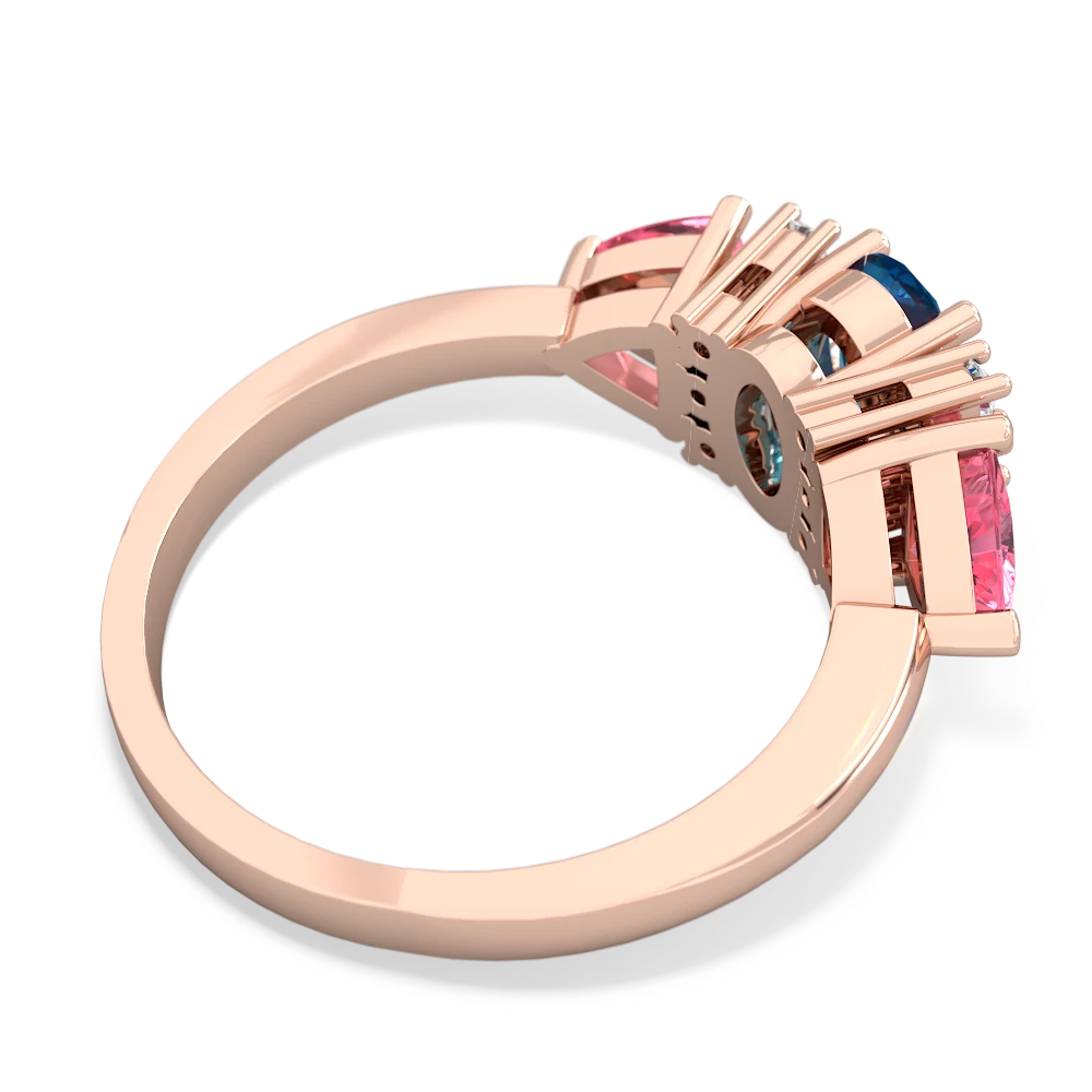 London Topaz Antique Style Three Stone 14K Rose Gold ring R2186