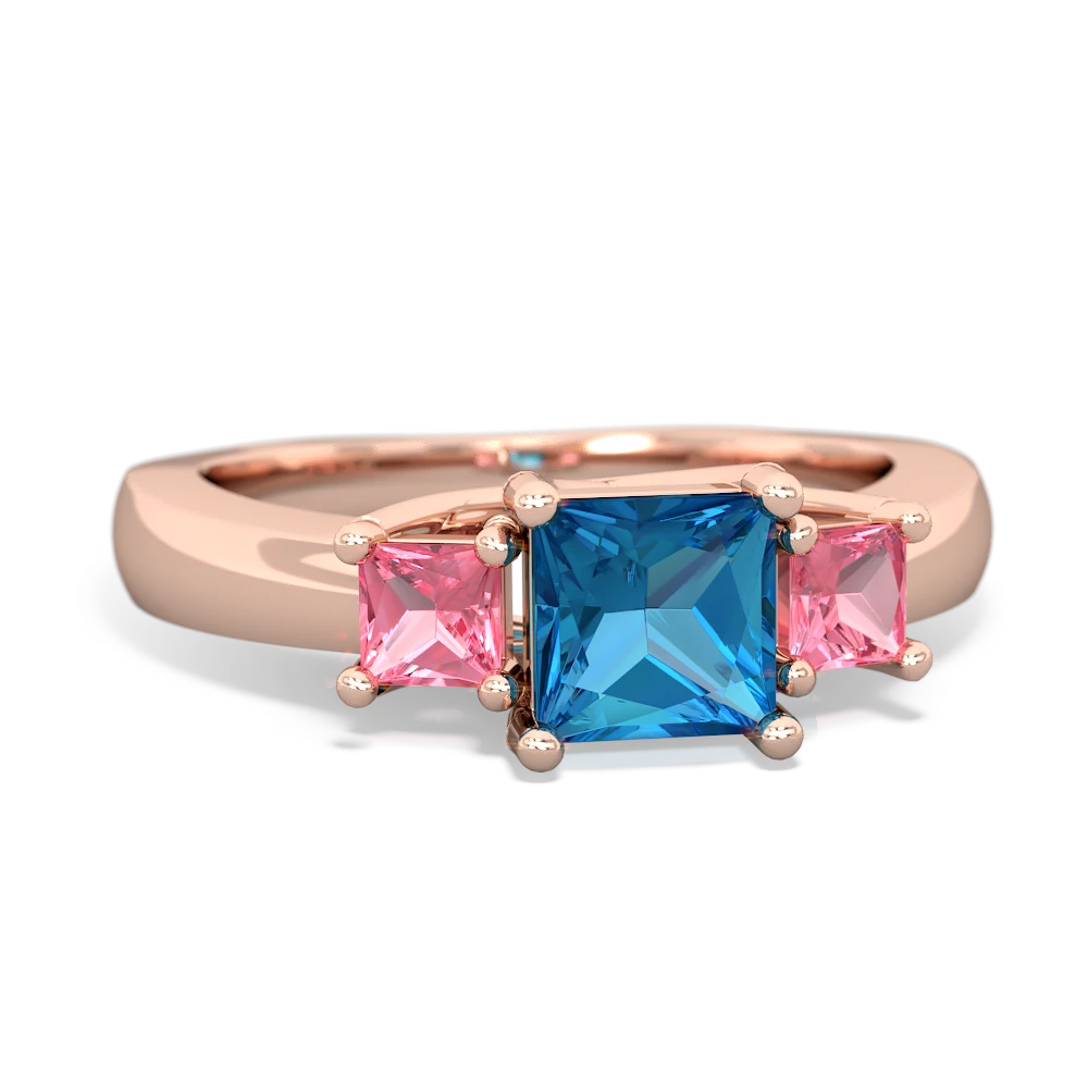 London Topaz Three Stone Trellis 14K Rose Gold ring R4015