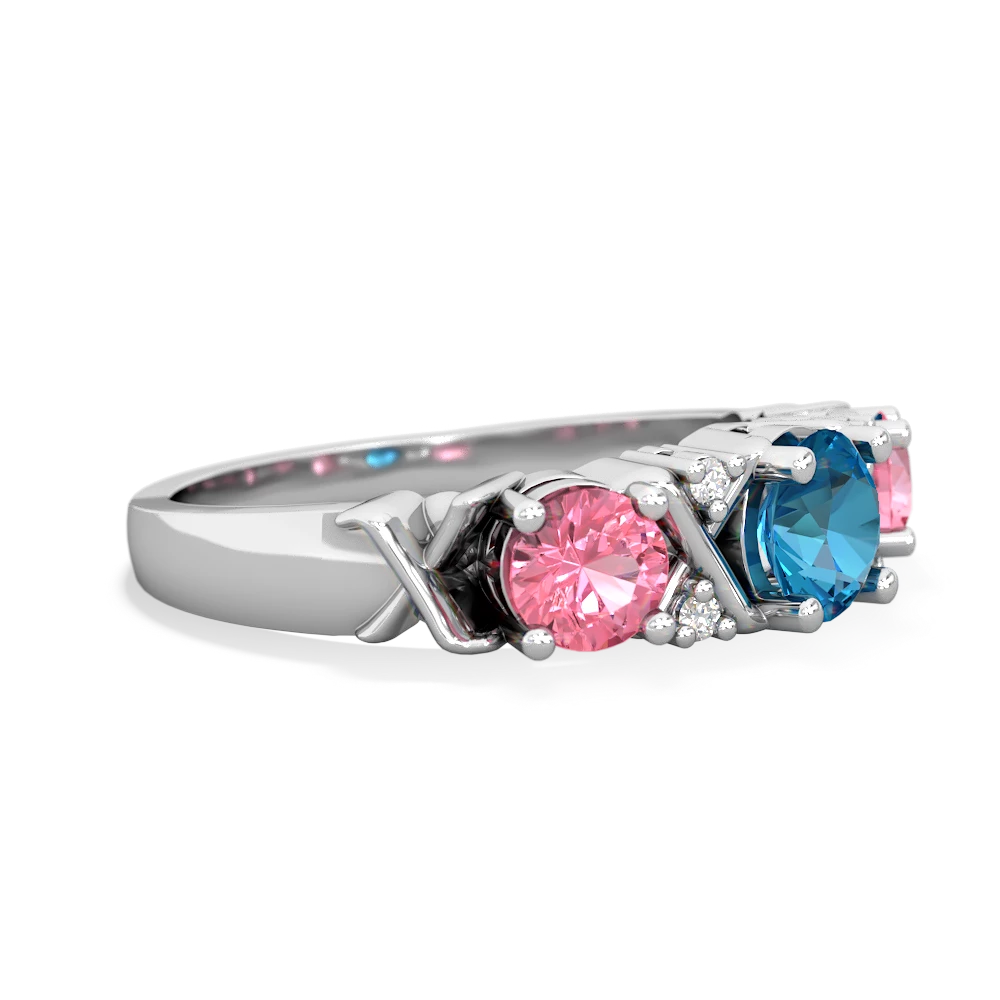 London Topaz Hugs And Kisses 14K White Gold ring R5016