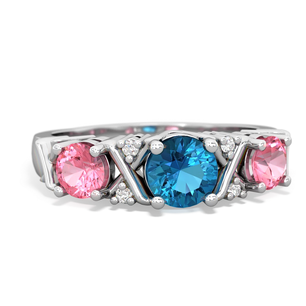 London Topaz Hugs And Kisses 14K White Gold ring R5016