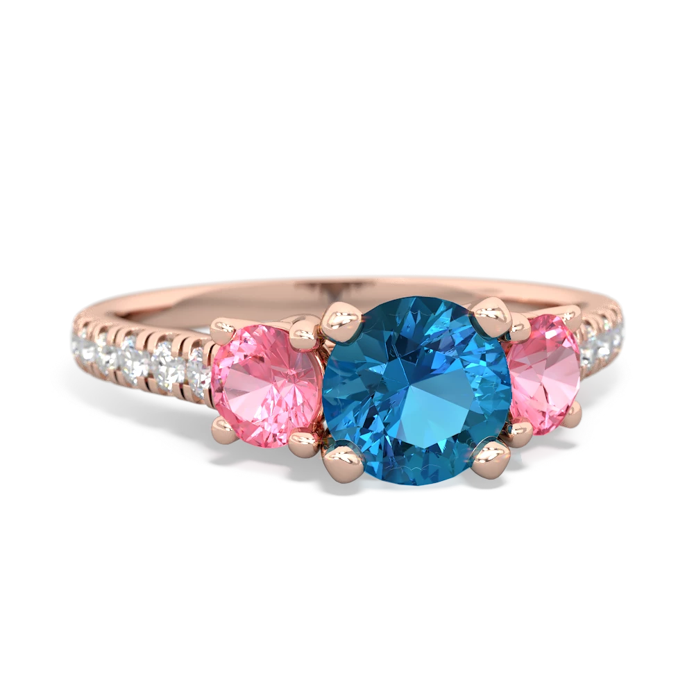 London Topaz Pave Trellis 14K Rose Gold ring R5500