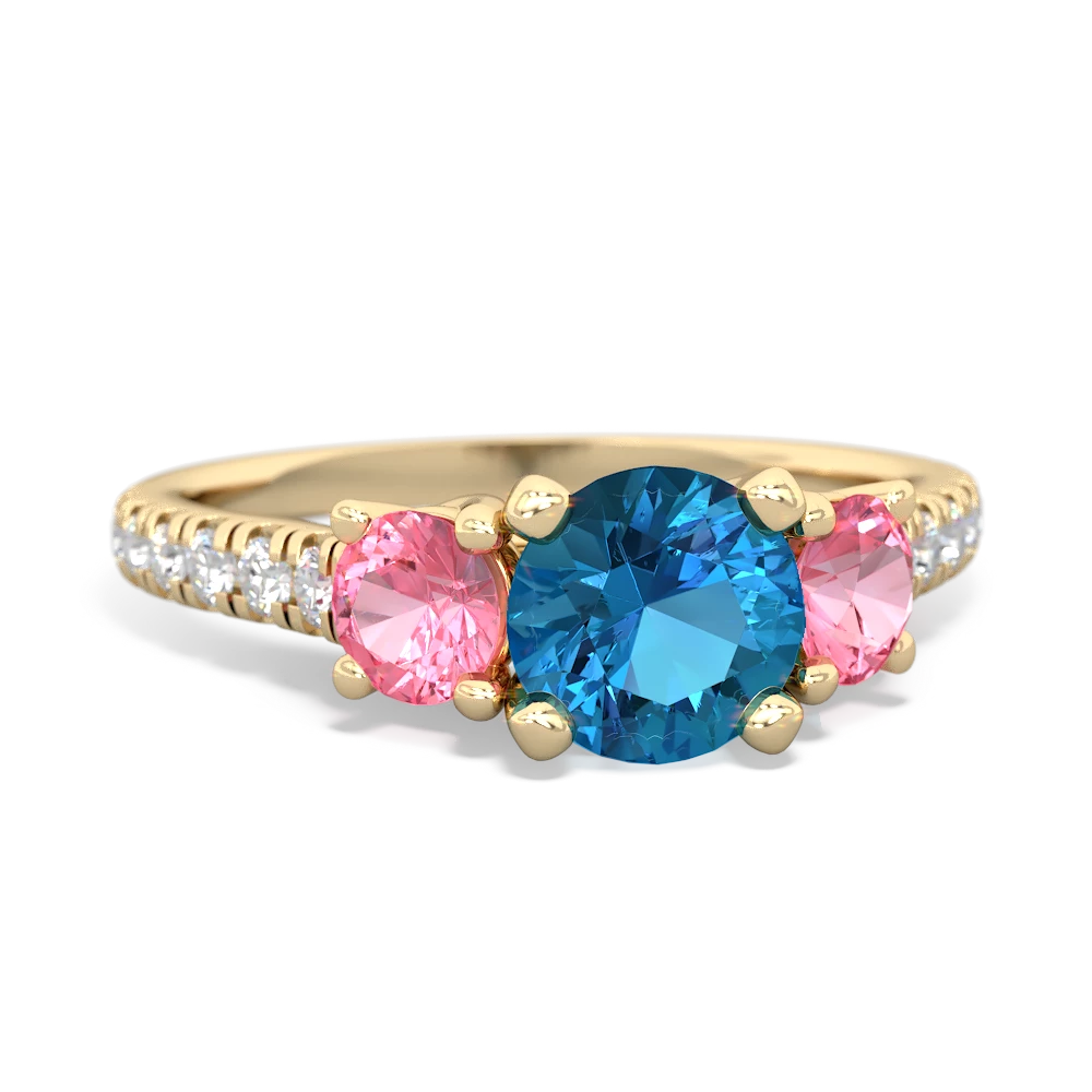 London Topaz Pave Trellis 14K Yellow Gold ring R5500