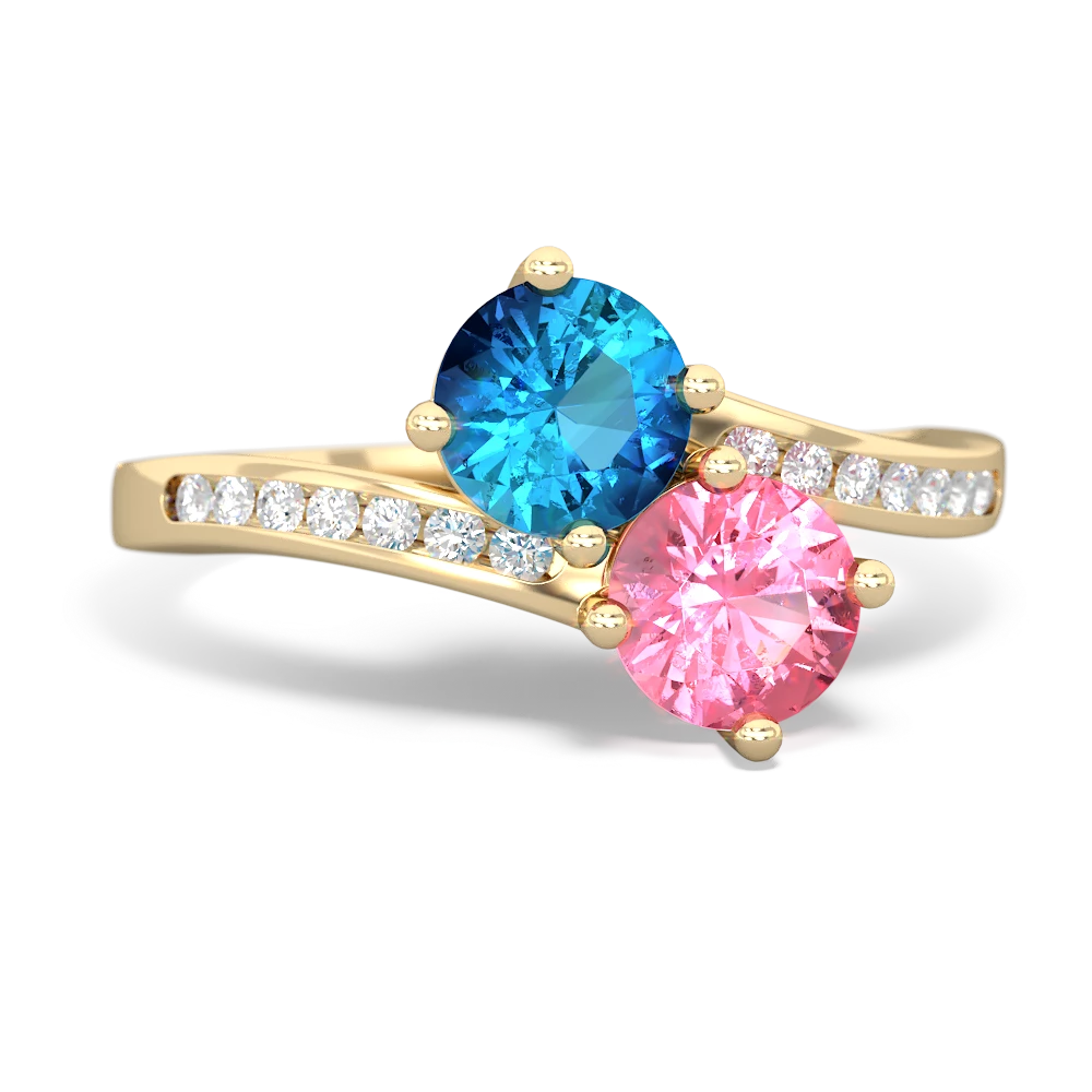 London Topaz Channel Set Two Stone 14K Yellow Gold ring R5303