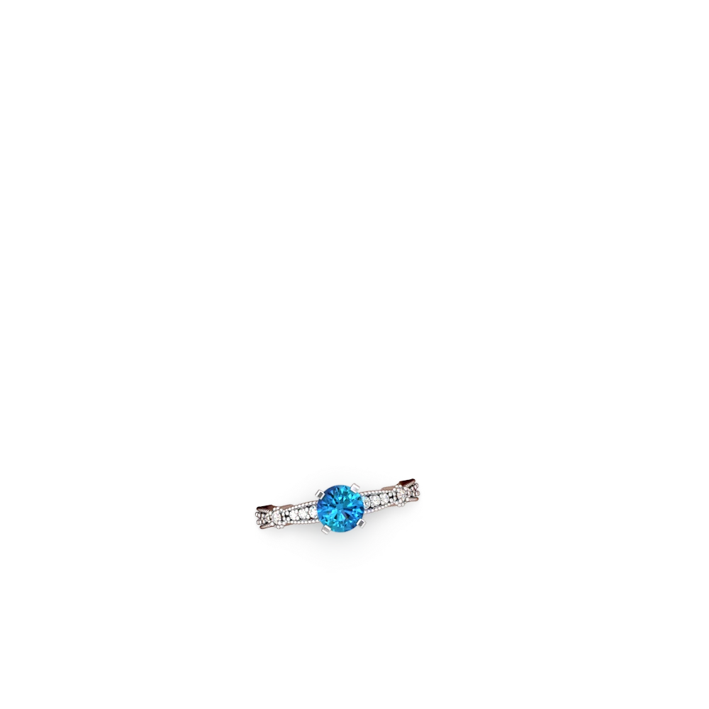 London Topaz Sparkling Tiara 6Mm Round 14K White Gold ring R26296RD