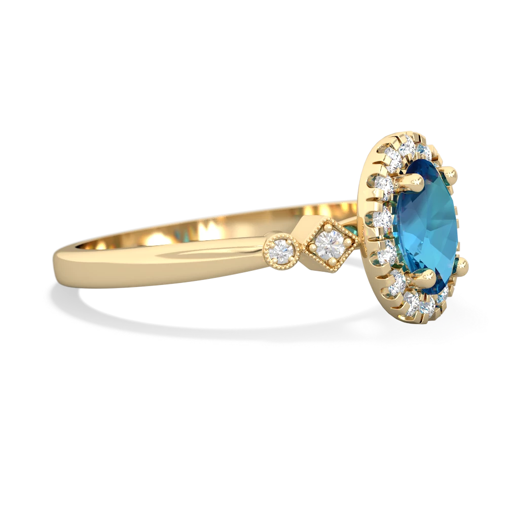 London Topaz Antique-Style Halo 14K Yellow Gold ring R5720