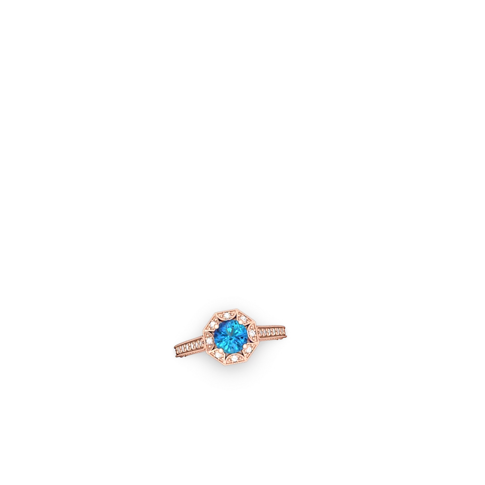 London Topaz Art-Deco Starburst 14K Rose Gold ring R5520