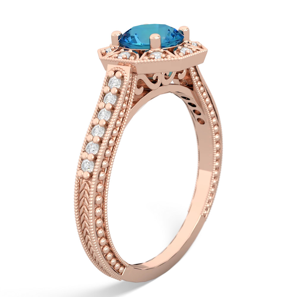 London Topaz Art-Deco Starburst 14K Rose Gold ring R5520