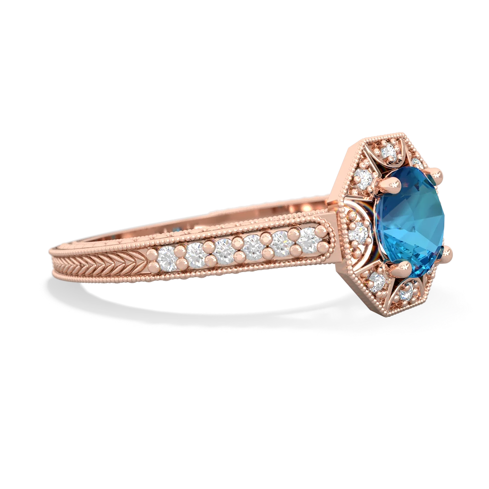 London Topaz Art-Deco Starburst 14K Rose Gold ring R5520