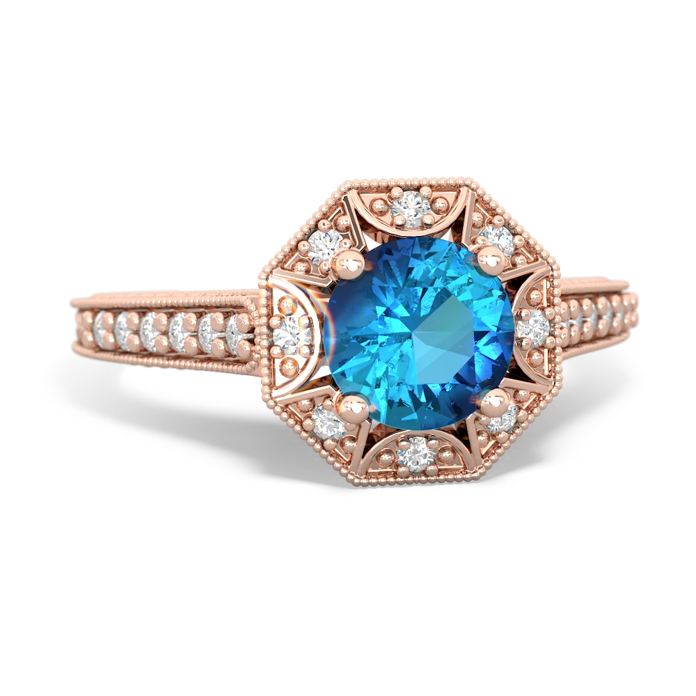 London Topaz Art-Deco Starburst 14K Rose Gold ring R5520