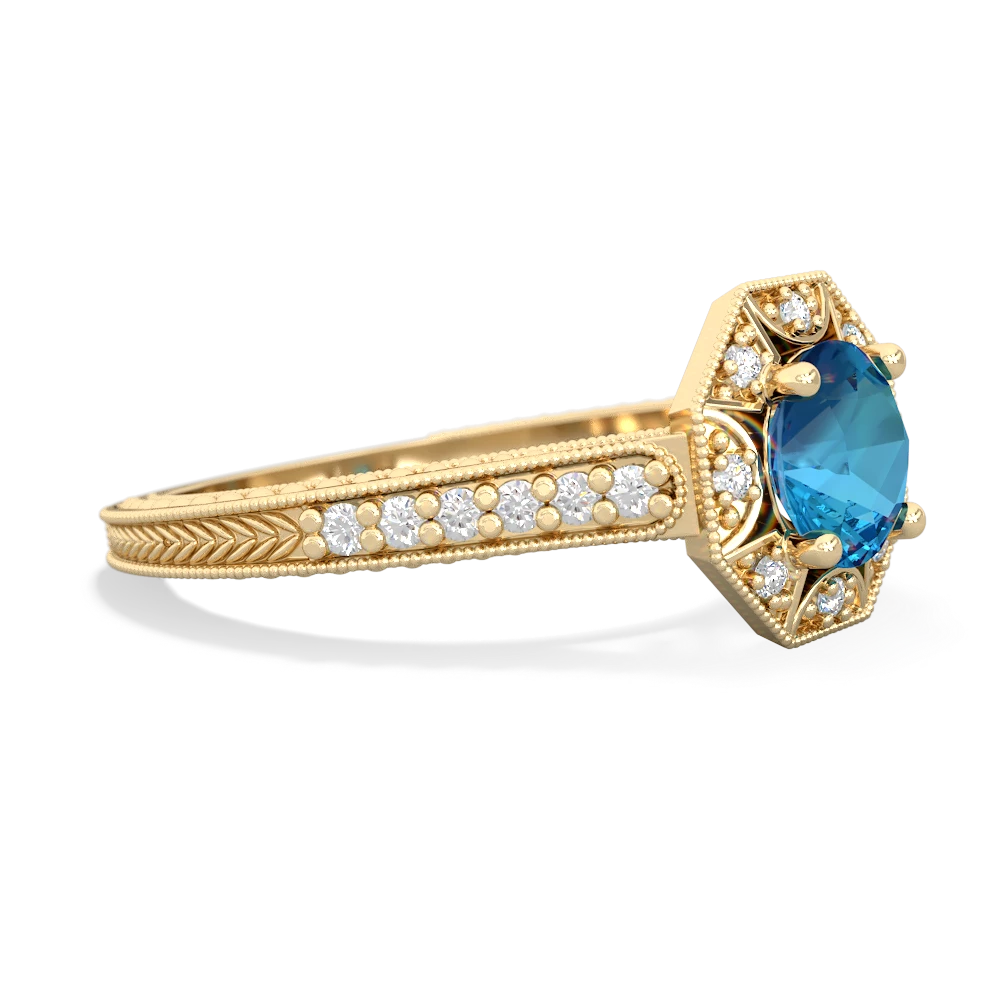 London Topaz Art-Deco Starburst 14K Yellow Gold ring R5520