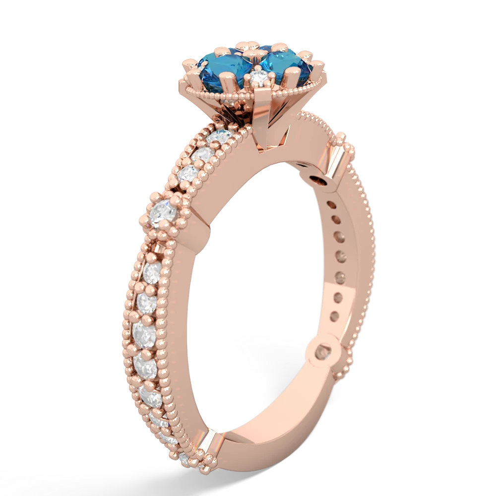 London Topaz Sparkling Tiara Cluster 14K Rose Gold ring R26293RD