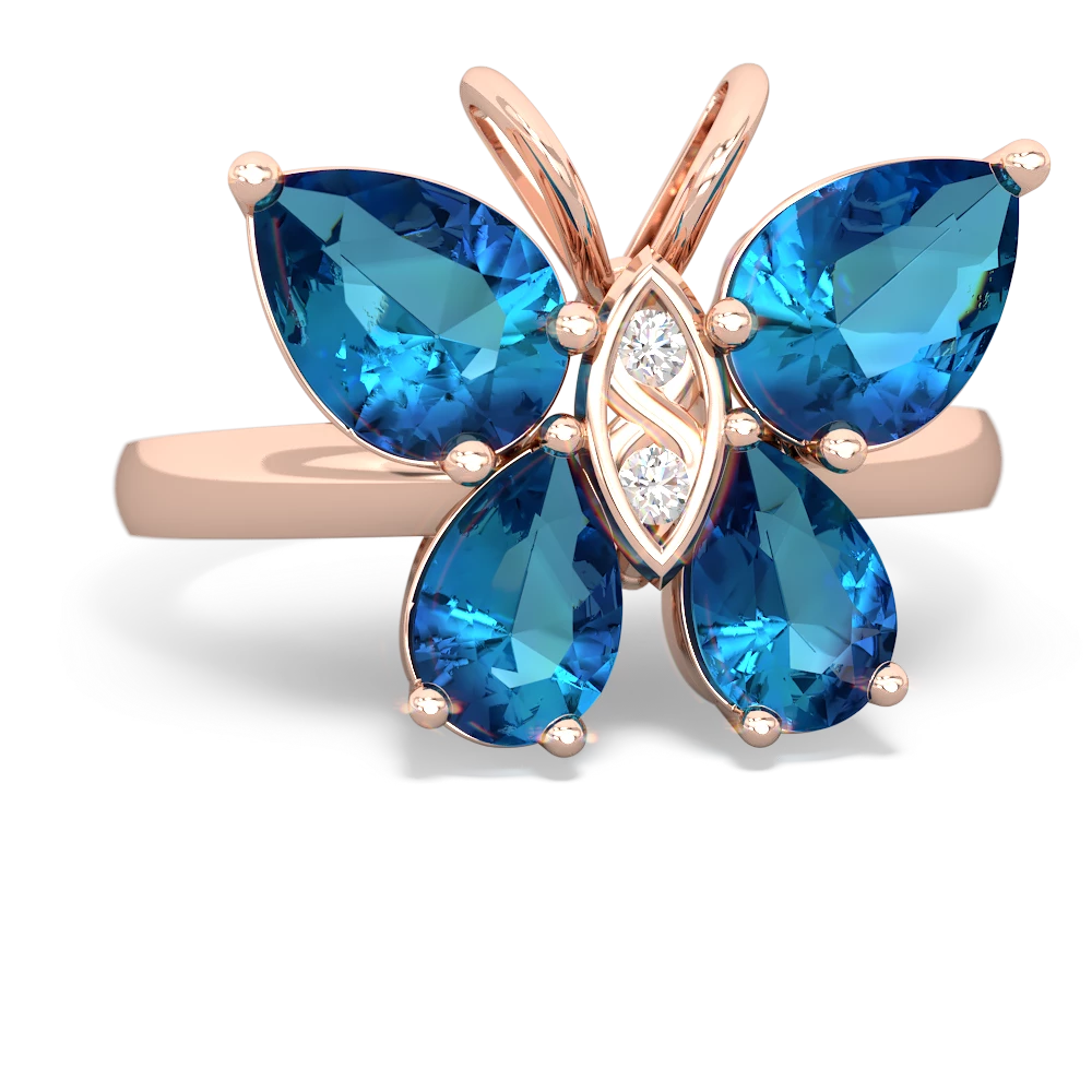 London Topaz Butterfly 14K Rose Gold ring R2215