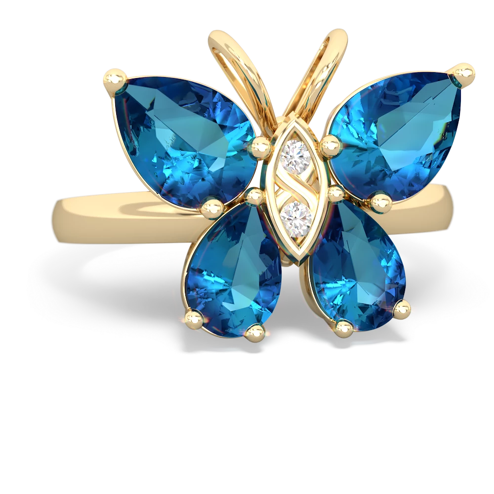 London Topaz Butterfly 14K Yellow Gold ring R2215