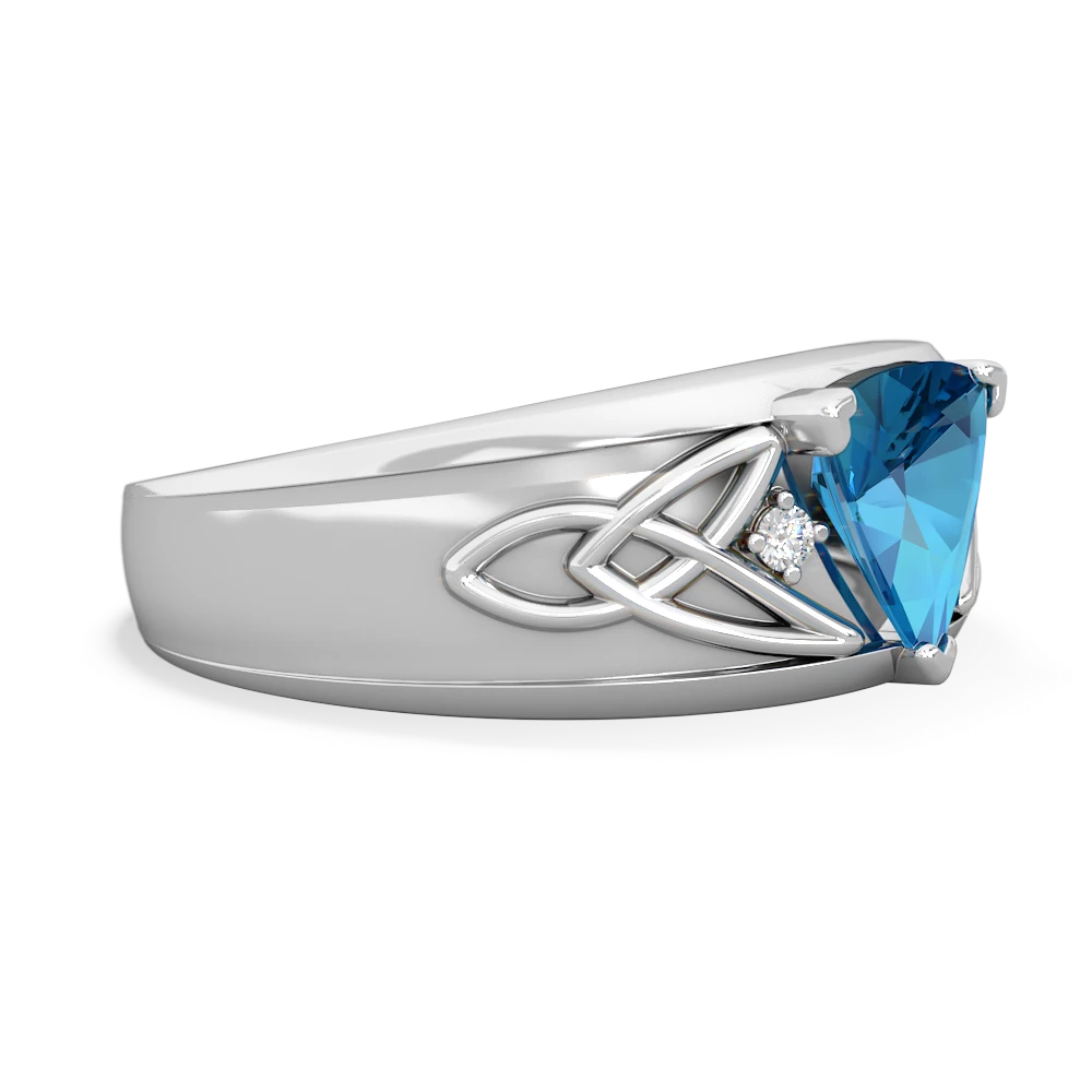 London Topaz Celtic Trinity Knot Men's 14K White Gold ring R0440