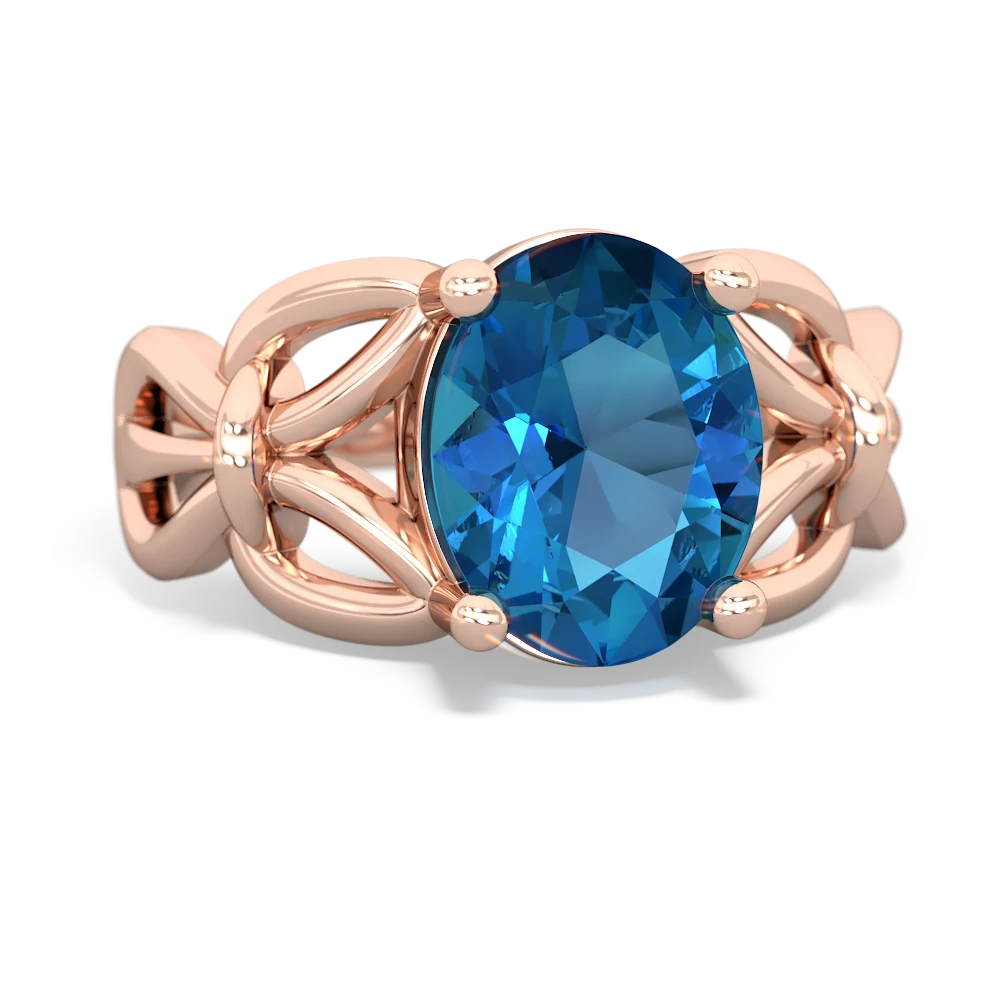 London Topaz Celtic Knot Cocktail 14K Rose Gold ring R2377