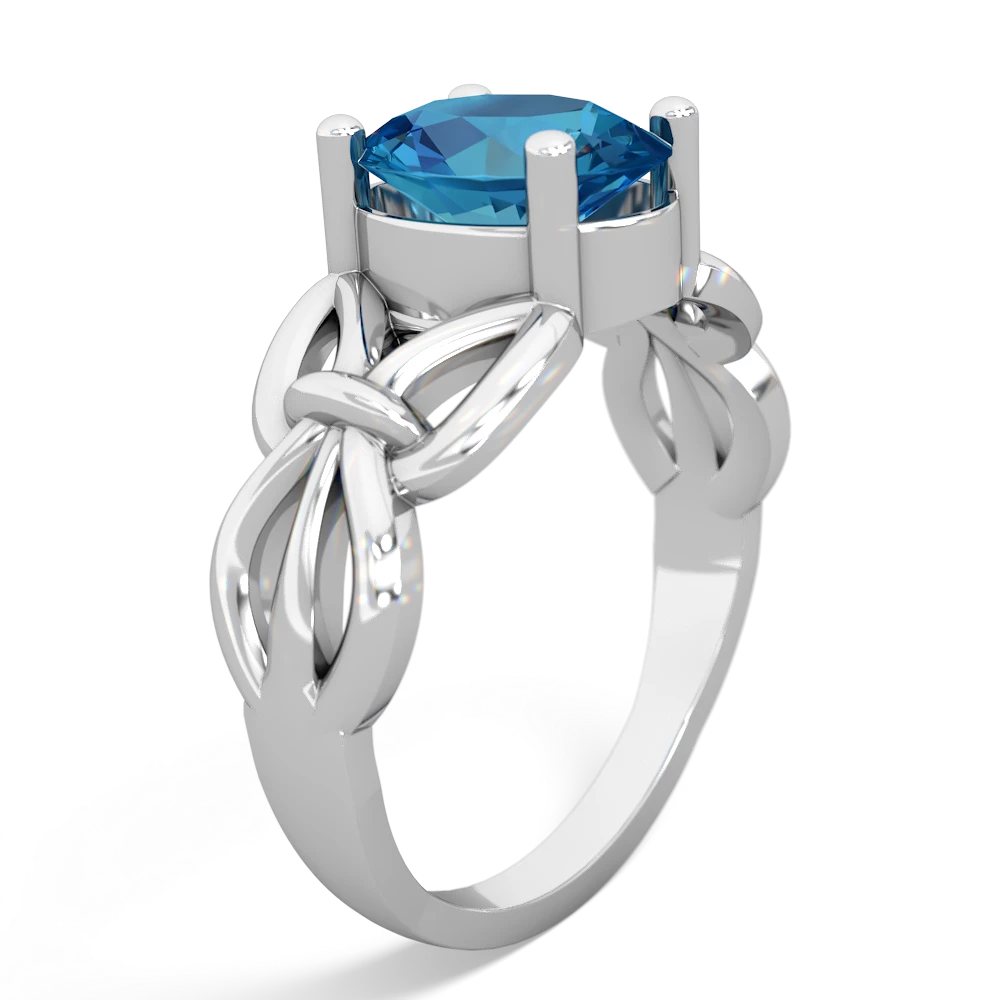 London Topaz Celtic Knot Cocktail 14K White Gold ring R2377