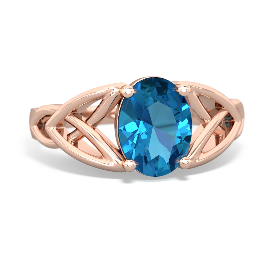 London Topaz Celtic Trinity Knot 14K Rose Gold ring R2389