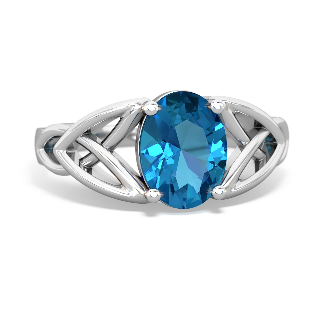 London Topaz Celtic Trinity Knot 14K White Gold ring R2389