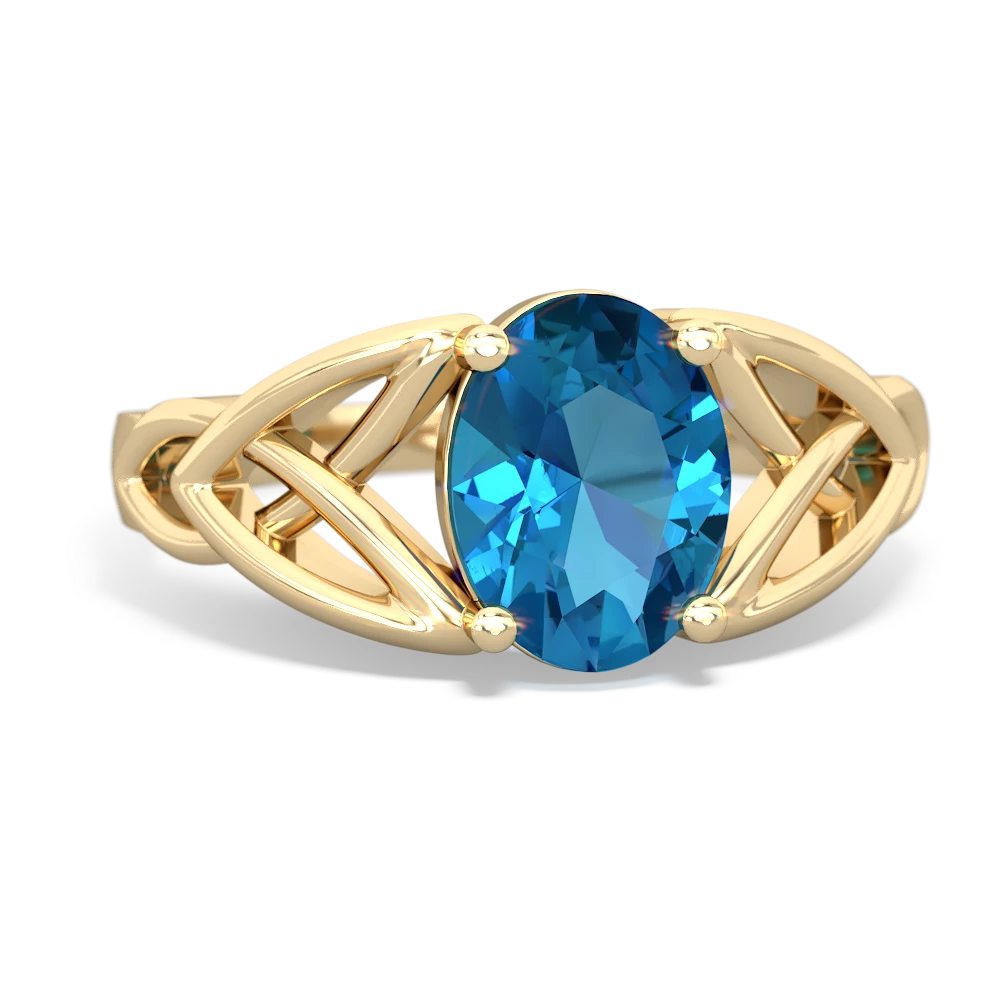 London Topaz Celtic Trinity Knot 14K Yellow Gold ring R2389