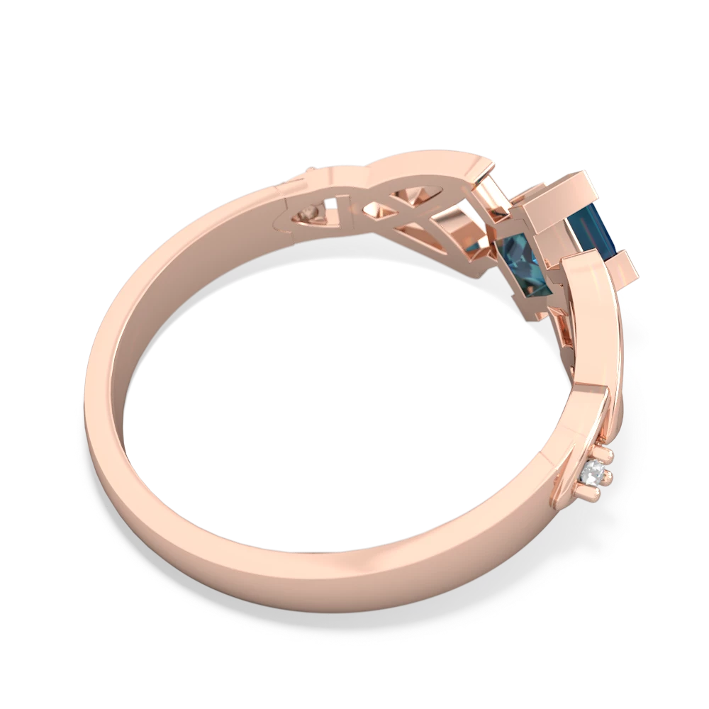 London Topaz Celtic Knot Princess 14K Rose Gold ring R3349