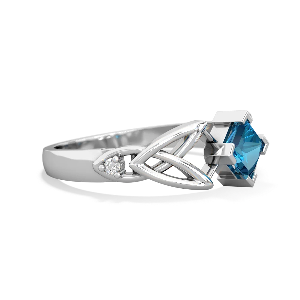 London Topaz Celtic Knot Princess 14K White Gold ring R3349