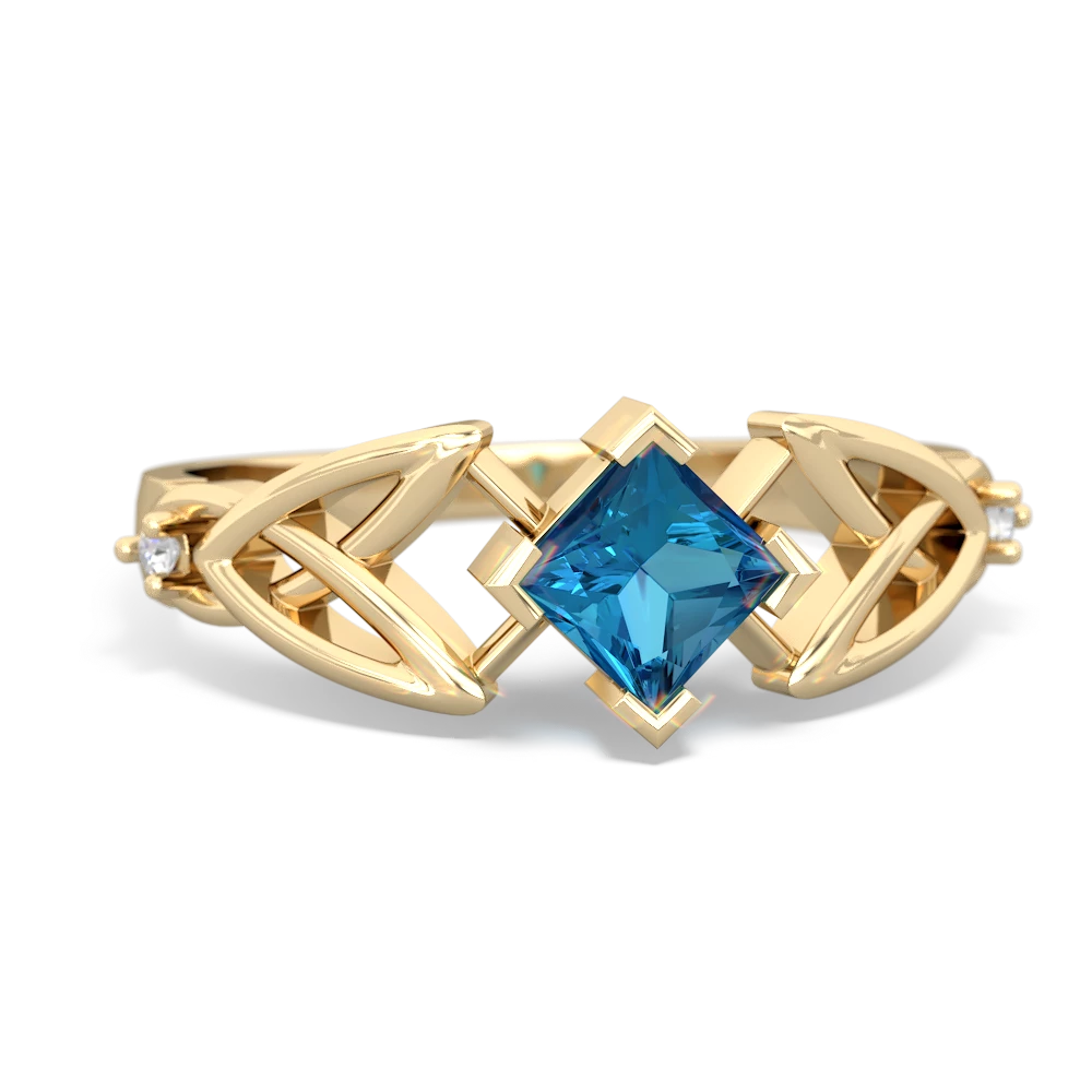 London Topaz Celtic Knot Princess 14K Yellow Gold ring R3349