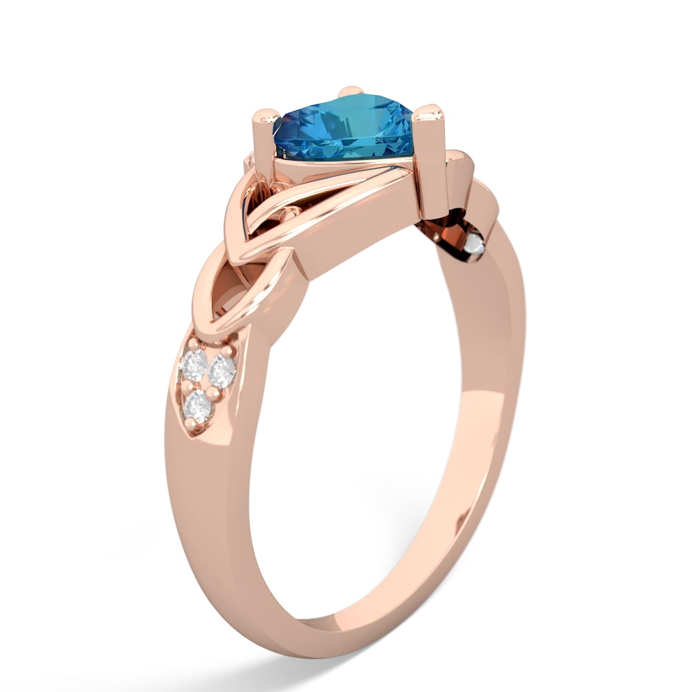 London Topaz Claddagh Celtic Knot Diamond 14K Rose Gold ring R5001