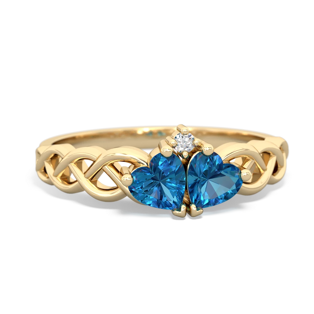 London Topaz Heart To Heart Braid 14K Yellow Gold ring R5870