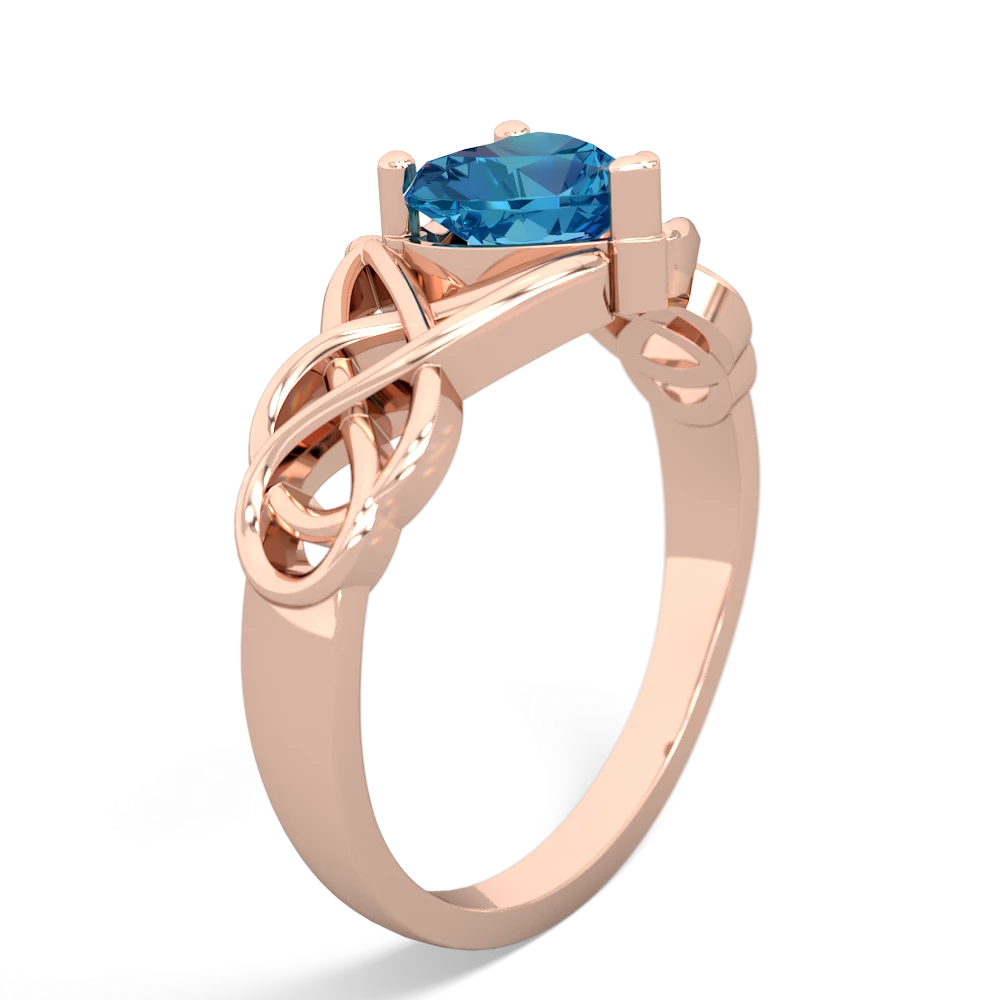 London Topaz Claddagh Celtic Knot 14K Rose Gold ring R2367