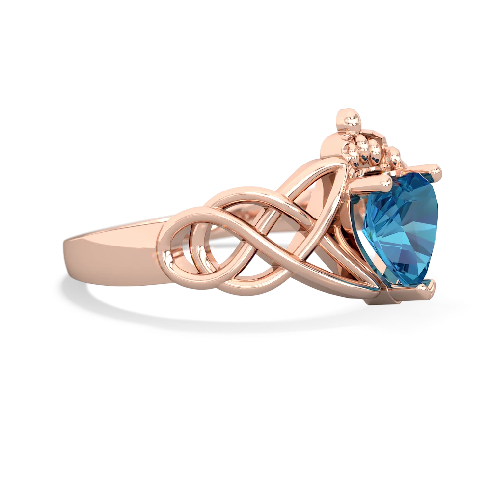 London Topaz Claddagh Celtic Knot 14K Rose Gold ring R2367