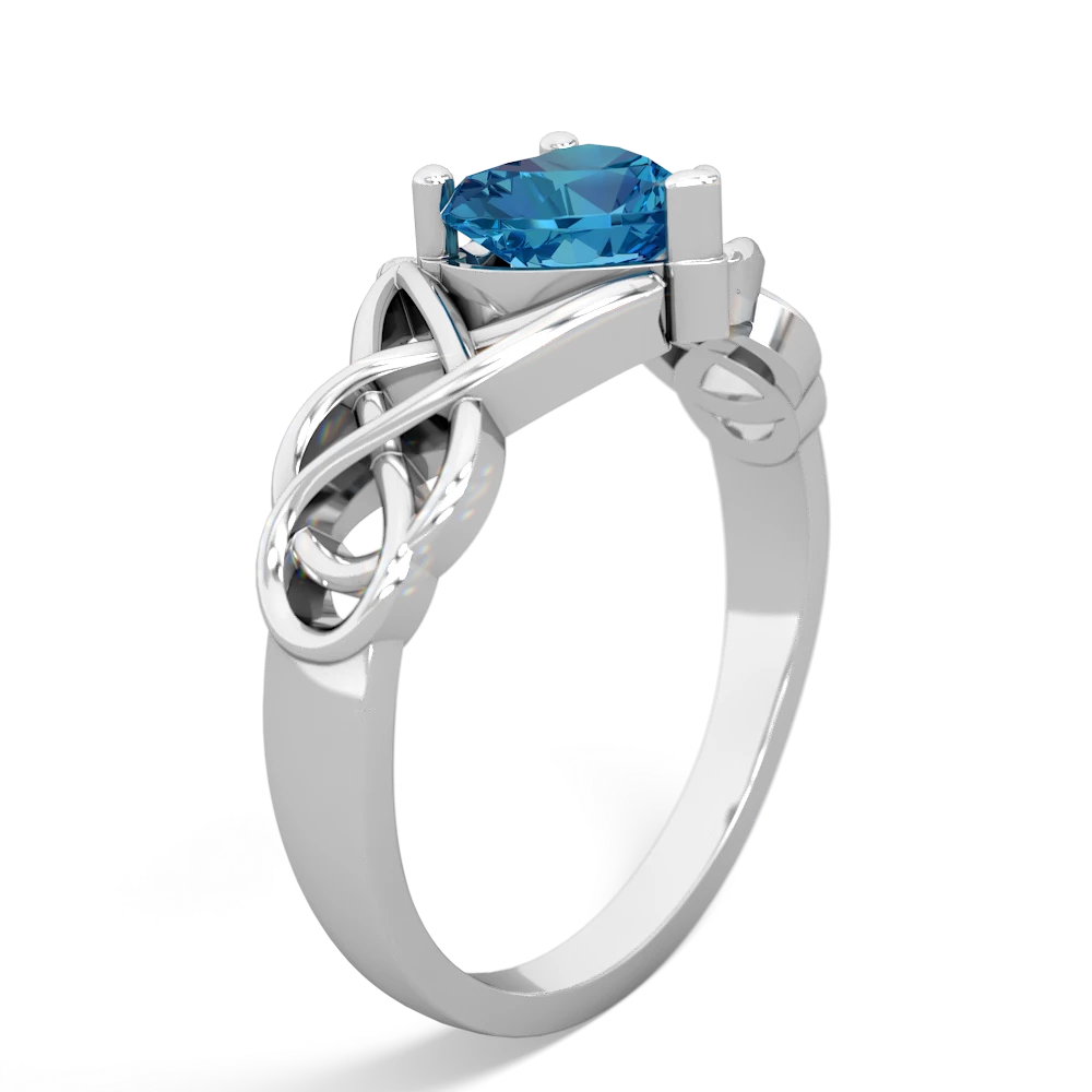 London Topaz Claddagh Celtic Knot 14K White Gold ring R2367