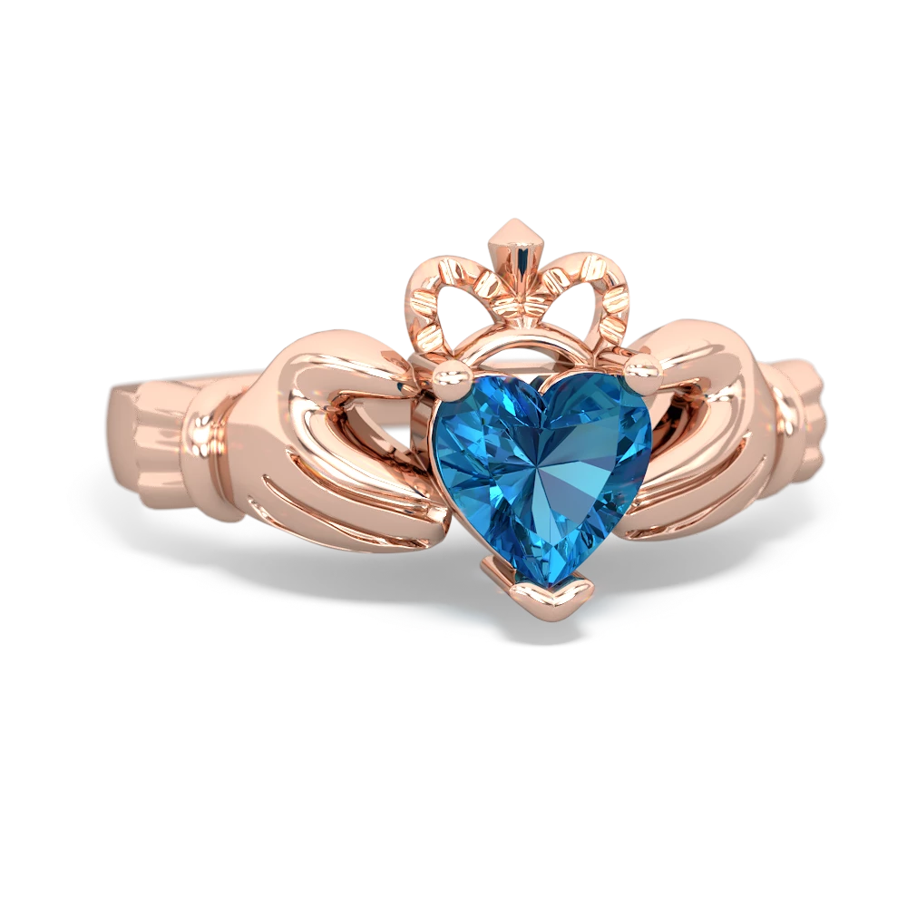 London Topaz Claddagh 14K Rose Gold ring R2370